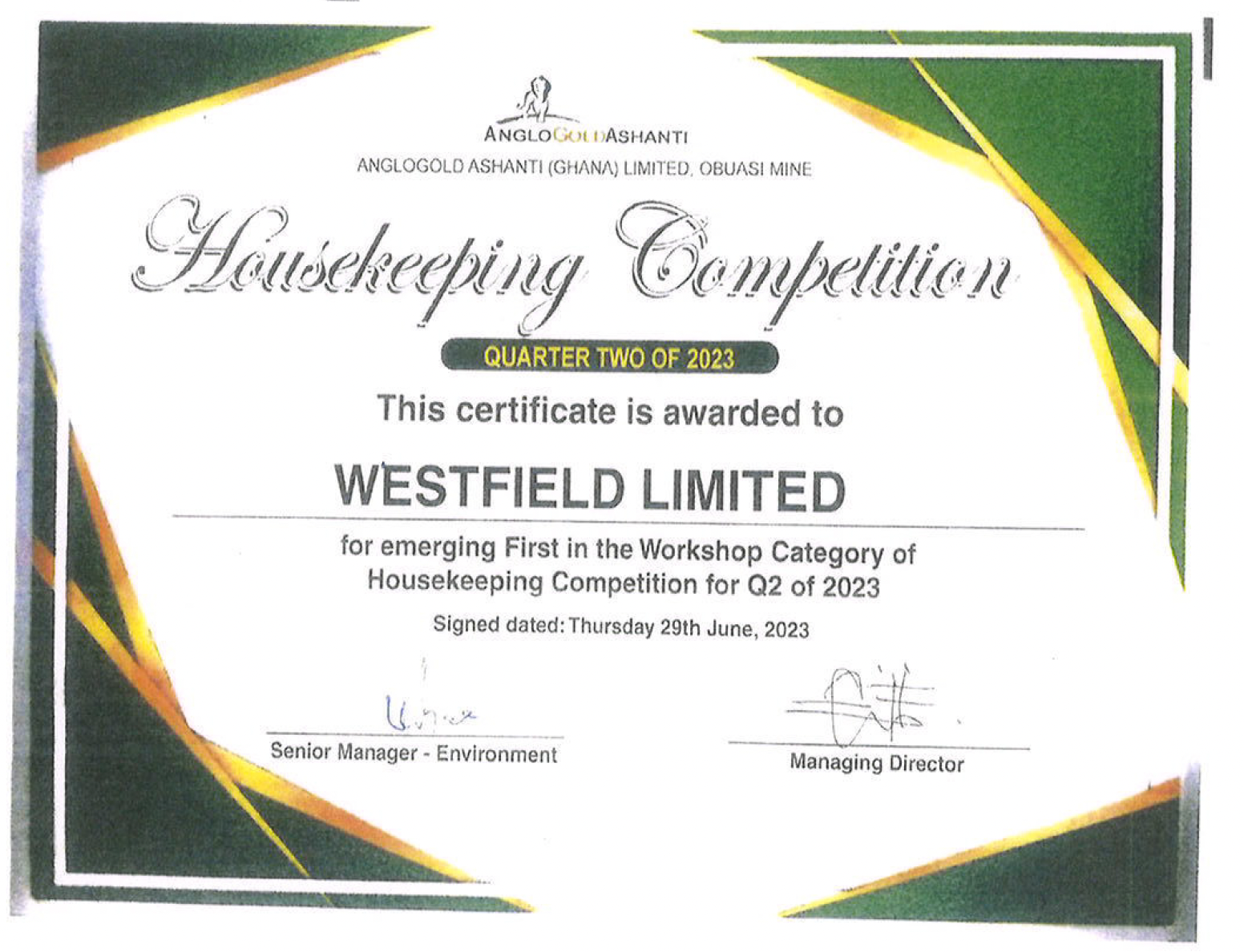 Westfield recognition feature